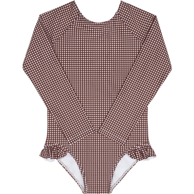 girls cocoa gingham rashguard one piece