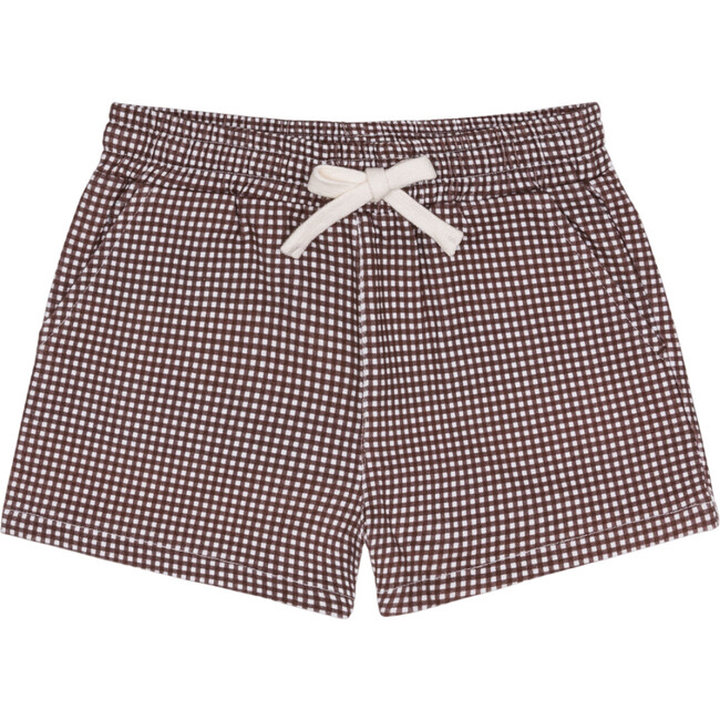boys cocoa gingham ultra-soft twill shorts