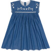 girls chambray embroidered cap sleeve dress - Dresses - 1 - thumbnail