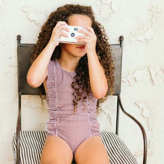 girls cocoa gingham ruffle one piece - One Pieces - 2
