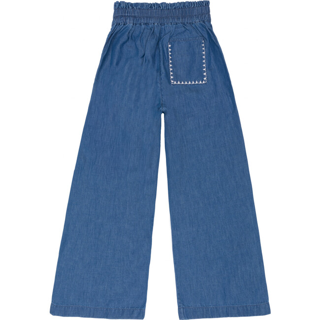 girls chambray embroidered pant - Pants - 5