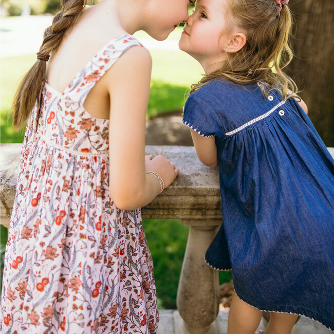 girls chambray embroidered cap sleeve dress - Dresses - 5