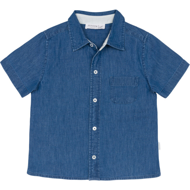 boys chambray short sleeve button down shirt
