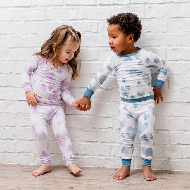 Toddler Bamboo Pajamas, Purple Hearts