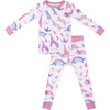 Toddler Bamboo Pajamas, Dino Pink - Pajamas - 1 - thumbnail