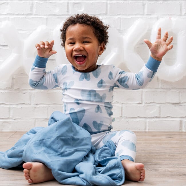 Toddler Bamboo Pajamas, Blue Hearts