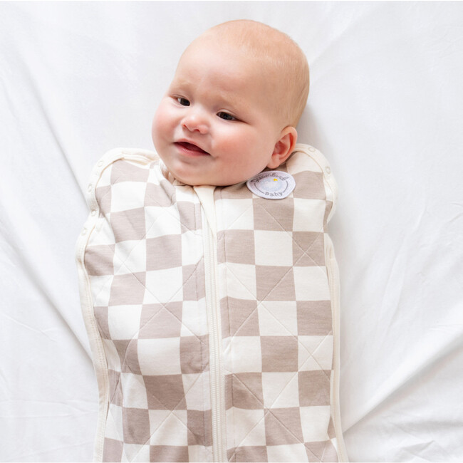 Bamboo Classic Swaddle (Non-weighted), Oat Latte Checkerboard - Swaddles - 2