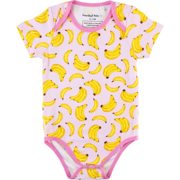 Baby Short-Sleeve Bamboo Bodysuit, Banana Pink - Onesies - 1