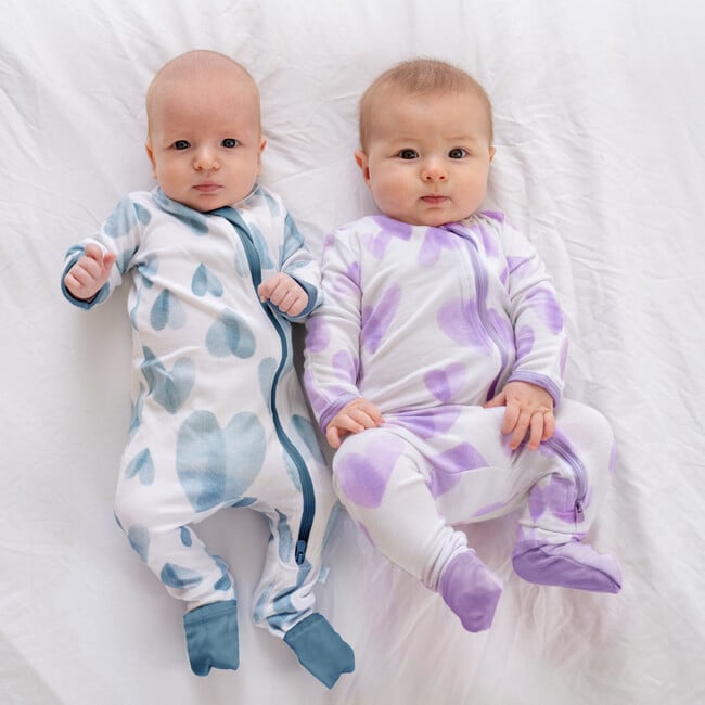 Baby Bamboo Pajamas w/ DreamCuffs®, Purple Hearts