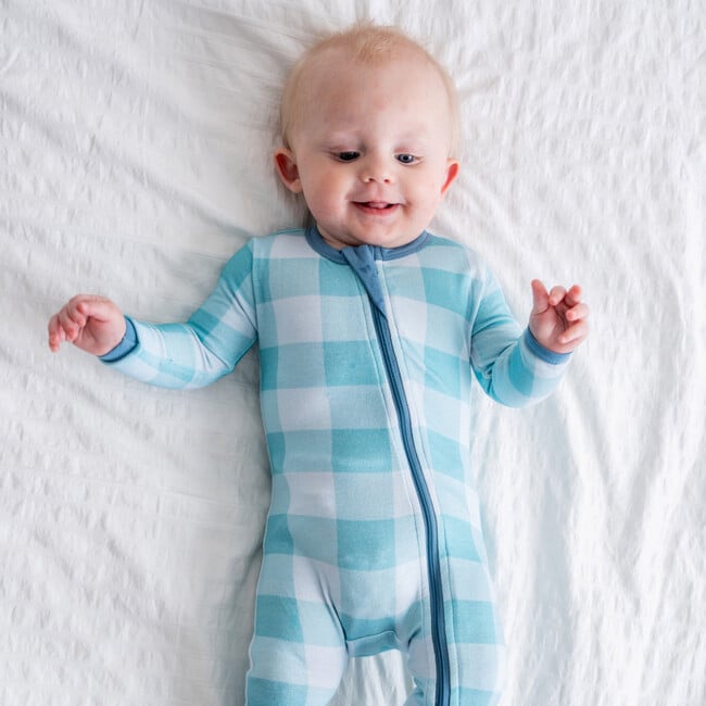 Baby Bamboo Pajamas w/ DreamCuffs®, Blue Gingham
