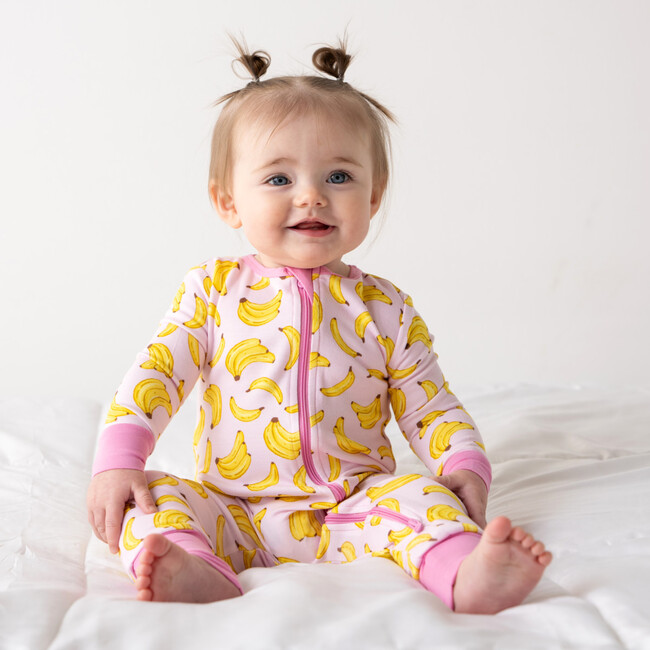 Baby Bamboo Pajamas w/ DreamCuffs®, Banana Pink - Footie Pajamas - 2