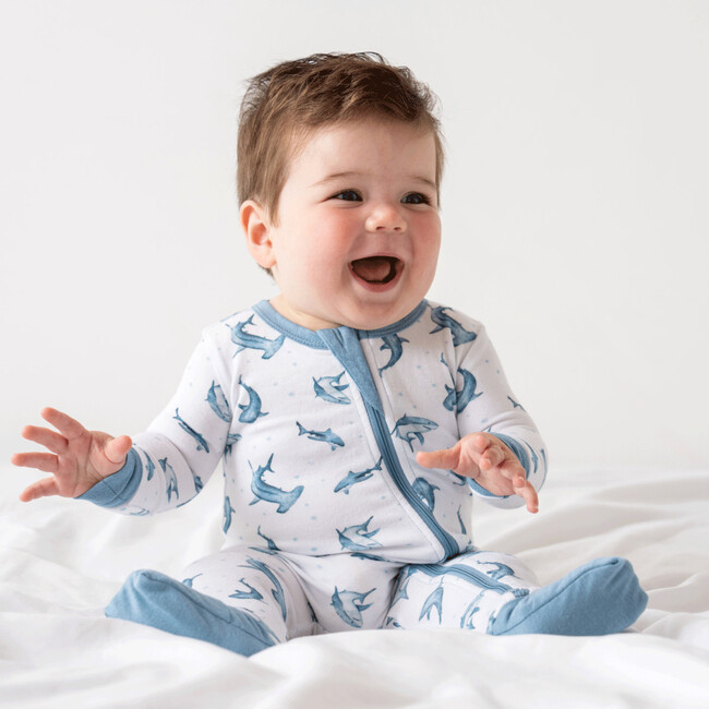 Baby Bamboo Pajamas W/ DreamCuffs®, Shark - Footie Pajamas - 3