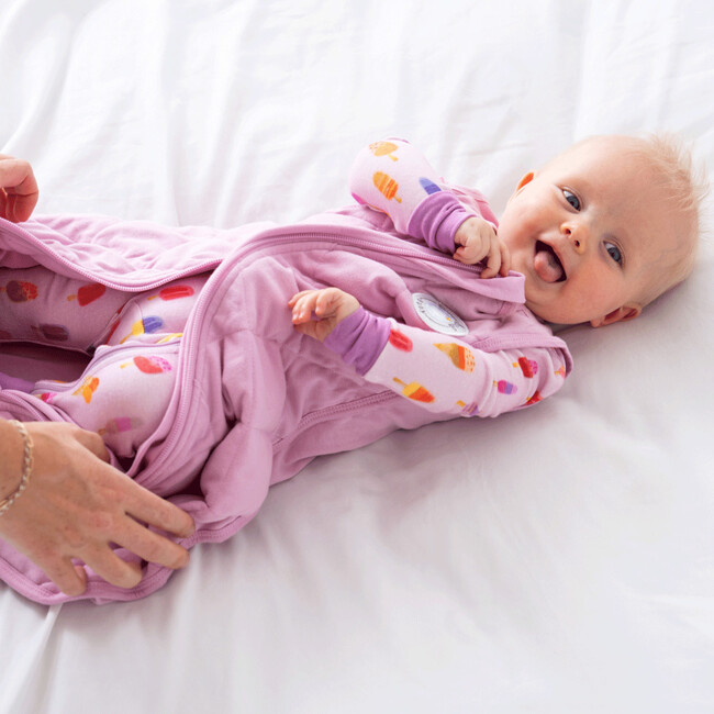 Baby Bamboo Pajamas W/ DreamCuffs®, Pink Posicle - Footie Pajamas - 3