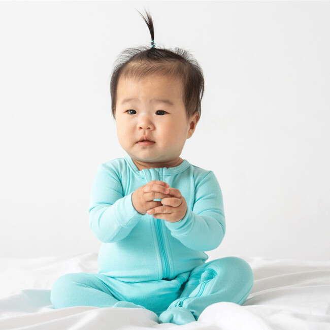 Baby Bamboo Pajamas W/ DreamCuffs®, Sea Green - Footie Pajamas - 3