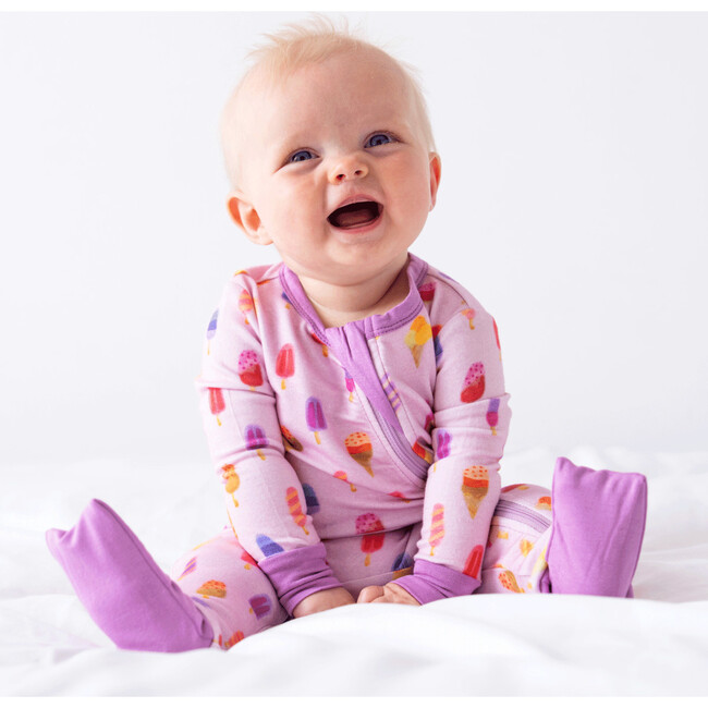 Baby Bamboo Pajamas W/ DreamCuffs®, Pink Posicle - Footie Pajamas - 4