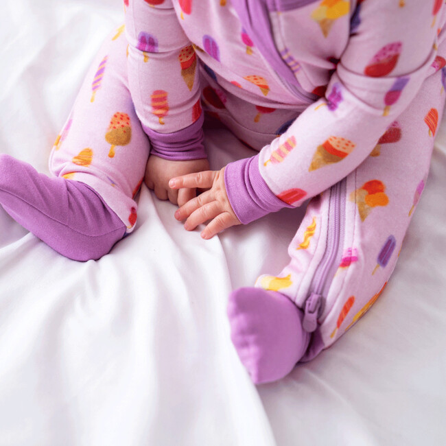 Baby Bamboo Pajamas W/ DreamCuffs®, Pink Posicle - Footie Pajamas - 6