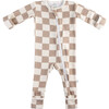 Baby Bamboo Pajamas W/ DreamCuffs®, Oat Latte Checkerboard - Footie Pajamas - 1 - thumbnail