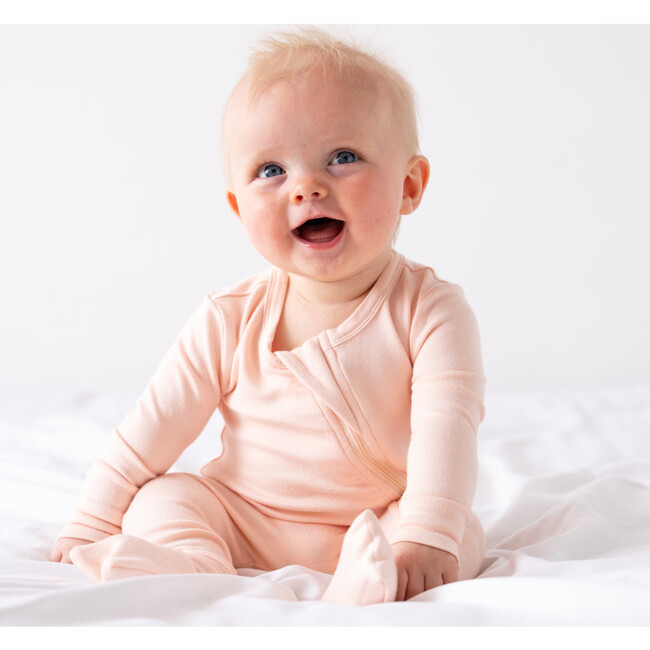 Baby Bamboo Pajamas W/ DreamCuffs®, Peach - Footie Pajamas - 3