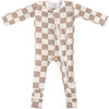 Baby Bamboo Pajamas W/ DreamCuffs®, Oat Latte Checkerboard - Footie Pajamas - 2 - thumbnail