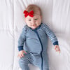 Baby Bamboo Pajamas W/ DreamCuffs®, Navy Stripe - Footie Pajamas - 3 - thumbnail