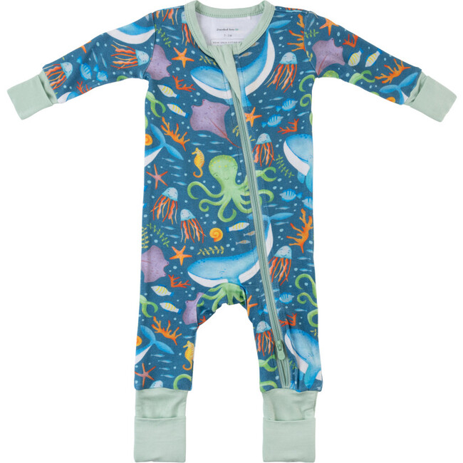 Baby Bamboo Pajamas W/ DreamCuffs®, Deep Sea - Footie Pajamas - 1