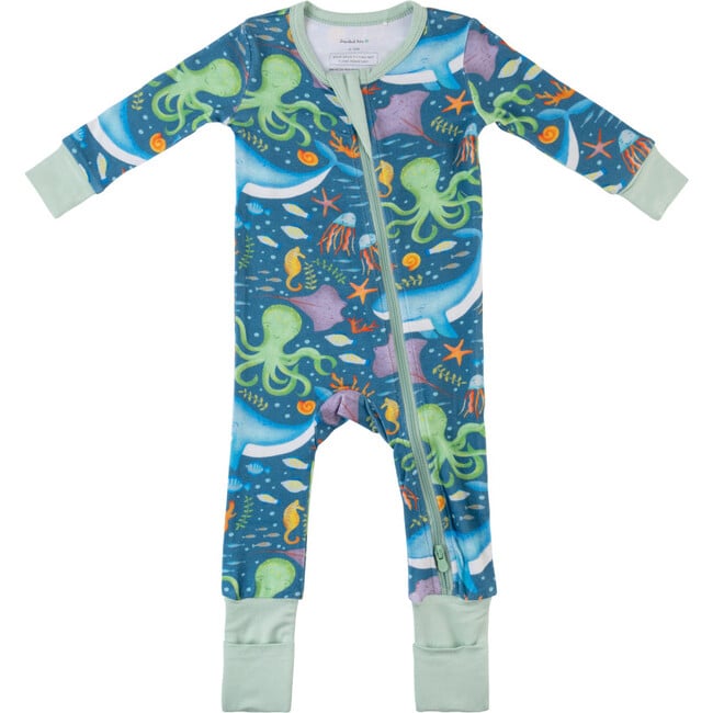Baby Bamboo Pajamas W/ DreamCuffs®, Deep Sea - Footie Pajamas - 2