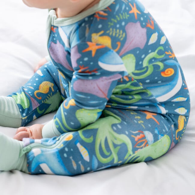 Baby Bamboo Pajamas W/ DreamCuffs®, Deep Sea - Footie Pajamas - 4