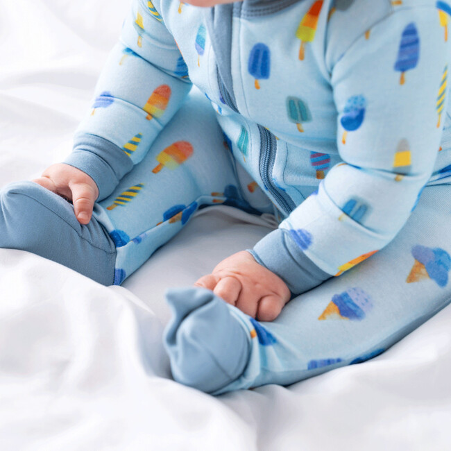 Baby Bamboo Pajamas W/ DreamCuffs®, Blue Popsicle - Footie Pajamas - 4
