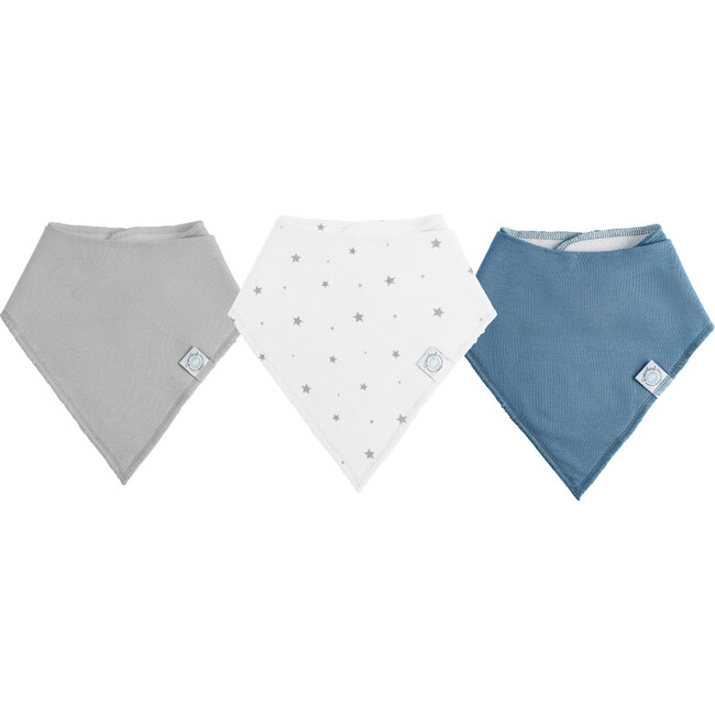 Dream Bandana Bib - 3 Pack, Blue / Grey Star / Grey - Bibs - 1