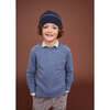 Merino Cashmere  Crew Neck Sweater, Blue Denim - Sweaters - 2
