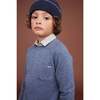 Merino Cashmere  Crew Neck Sweater, Blue Denim - Sweaters - 3