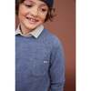 Merino Cashmere  Crew Neck Sweater, Blue Denim - Sweaters - 4