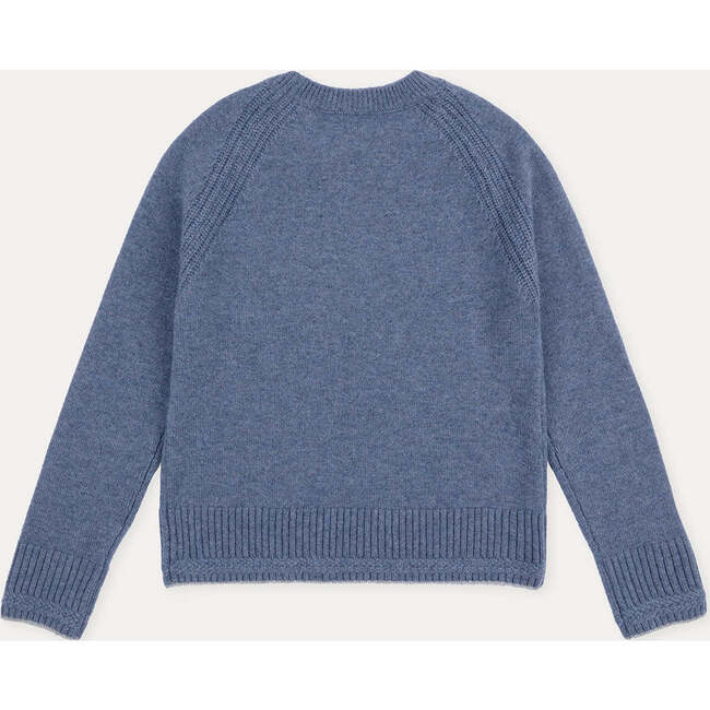 Merino Cashmere  Crew Neck Sweater, Blue Denim - Sweaters - 7