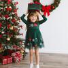 Emerald Candy Cane Sequin Christmas Long Sleeve Tutu Dress, Emerald Green - Dresses - 2