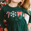 Emerald Candy Cane Sequin Christmas Long Sleeve Tutu Dress, Emerald Green - Dresses - 3