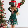 Emerald Candy Cane Sequin Christmas Long Sleeve Tutu Dress, Emerald Green - Dresses - 5