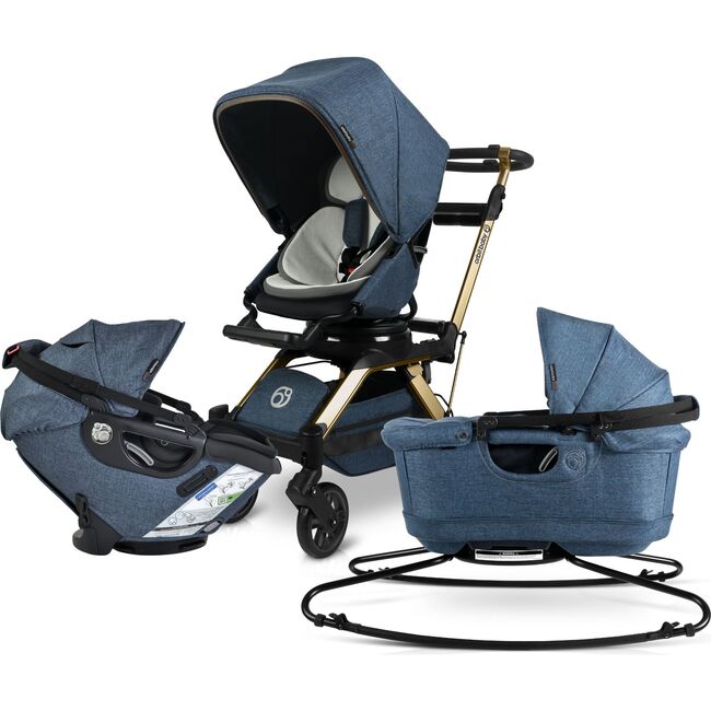 Stroll, Lounge & Ride Travel System, Gold/Melange Navy