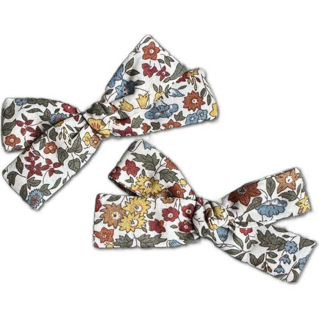 LuluLuvs Skinny Ribbon Pigtail Bows, Liberty of London Fall Floral
