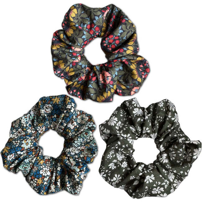 LuluLuvs Scrunchies, Liberty of London Blue/Olive Florals Bundle Set