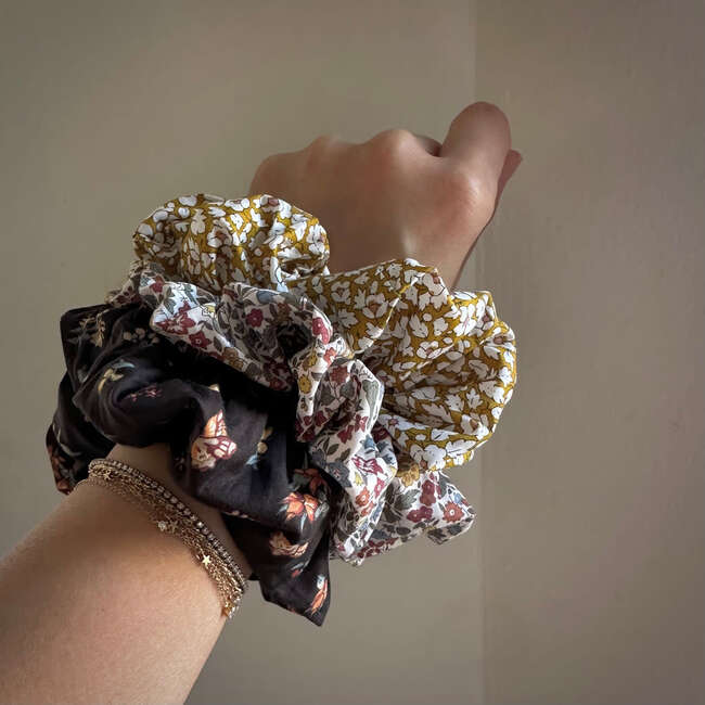 LuluLuvs Scrunchies, Liberty of London Brown/Mustard Florals Bundle Set - Scrunchies - 5