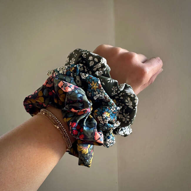LuluLuvs Scrunchies, Liberty of London Blue/Olive Florals Bundle Set - Scrunchies - 5