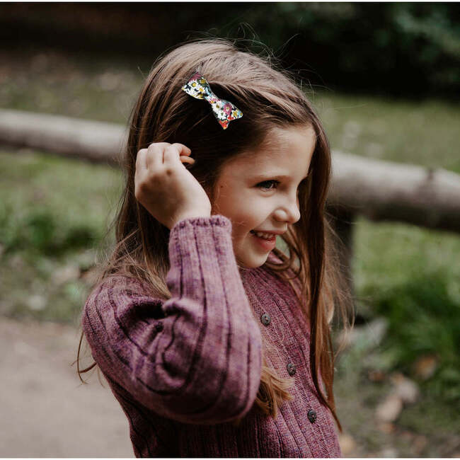 LuluLuvs Petal Bows, Liberty of London Pink/Mustard/Black Florals Bundle Set - Hair Accessories - 2