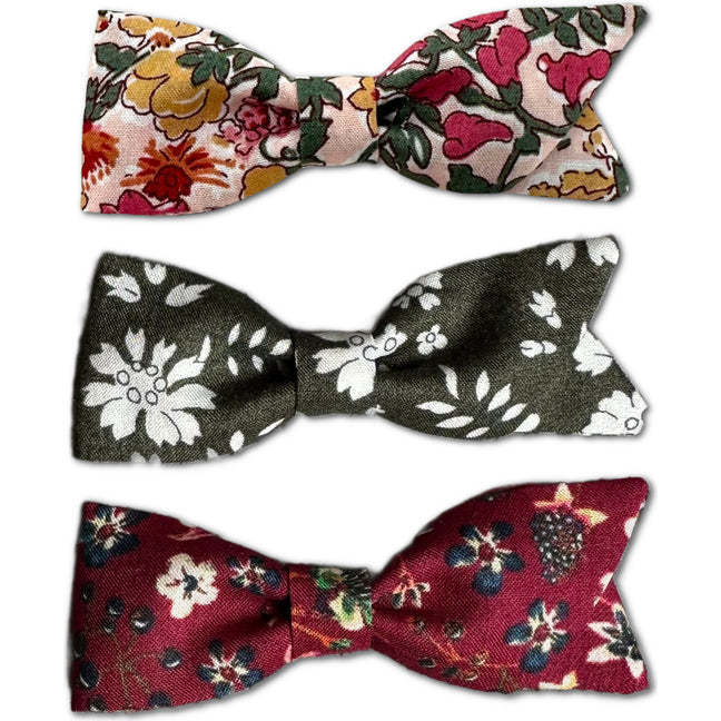 LuluLuvs Petal Bows, Liberty of London Blush/Olive/Burgundy Florals Bundle Set