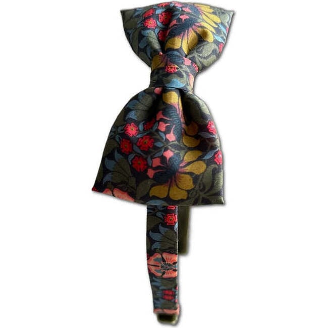 LuluLuvs Liberty of London Bow Headband, Olive/Pink Floral - Headbands - 3