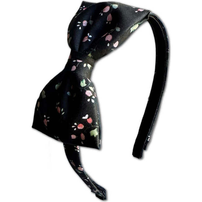 LuluLuvs Liberty of London Bow Headband, Black/Pink Floral