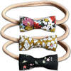 LuluLuvs Itty Bitty Bow Baby Headbands, Pink/Mustard/Black Florals Bundle Set - Bows - 1 - thumbnail