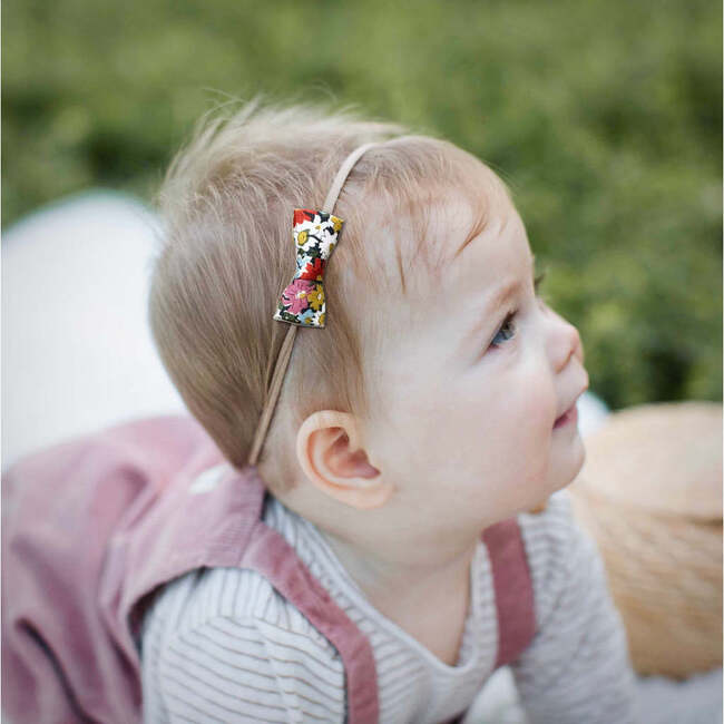 LuluLuvs Itty Bitty Bow Baby Headbands, Pink/Mustard/Black Florals Bundle Set - Bows - 2