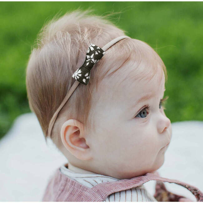 LuluLuvs Itty Bitty Bow Baby Headbands, Blush/Olive/Burgundy Florals Bundle Set - Bows - 2