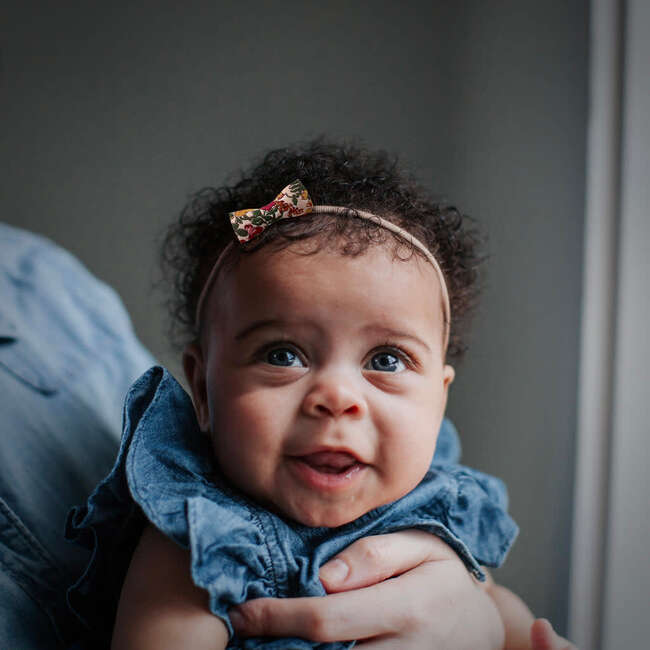 LuluLuvs Itty Bitty Bow Baby Headbands, Blush/Olive/Burgundy Florals Bundle Set - Bows - 3