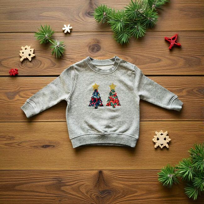 Liberty of London Children's Christmas Trees Jumper, Grey - Sweatshirts - 2